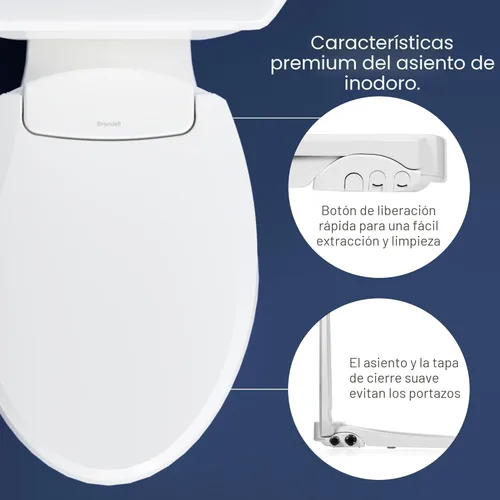 Miniatura 9 de Brondell Swash - Asiento de inodoro con bidé, no eléctrico, doble temperatura, se adapta a inodoros redondos, color blanco, sistema de boquilla