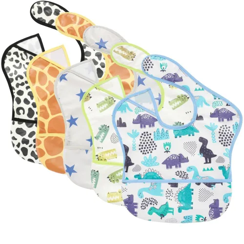 Miniatura 9 de TSD Baberos impermeables para bebés, paquete de 5 baberos ajustables para la hora de la comida, para recién nacidos, niños pequeños, fáciles