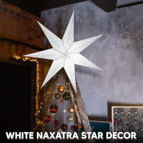 Miniatura 4 de GalaxyArts - Naxatra (blanco mediano 7 puntas) - Linterna de estrella de papel