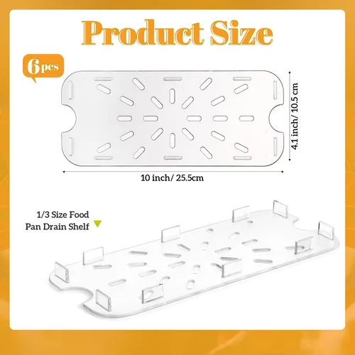 Miniatura 3 de Zubebe 6 unidades de estante de drenaje de plástico para tamaño bandeja de alimentos transparente rejilla de plástico acrílico bandejas de drenaje