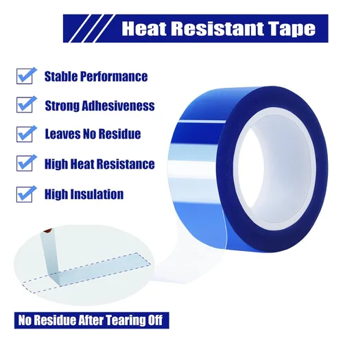 Miniatura 3 de MEBMIK 6 rollos de 20 mm x 16 m (52 pies) Cinta térmica azul de alta temperatura, cinta resistente al calor, cinta de transferencia de calor