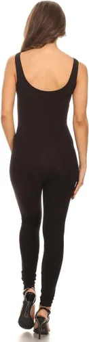 Miniatura 2 de Mono de algodón elastizado para mujer, sin mangas, cuello en V, mono elastizado enterizo, body(y más)