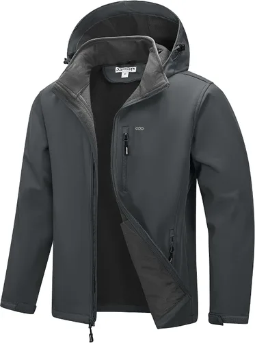 Miniatura 12 de 33,000ft Chaqueta Softshell para hombre con capucha, forro polar, ligera, impermeable, para senderismo
