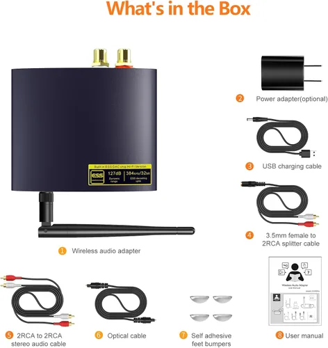 Miniatura 8 de 1Mii DS200Pro Receptor HiFi Bluetooth 5.3 con LDAC y DAC de audiófilo, adaptador de audio inalámbrico aptX HD de baja latencia, largo alcance, Azul