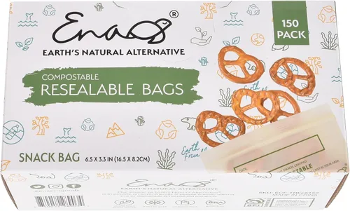 Miniatura 7 de Bolsas de almacenamiento de alimentos 100% compostables [Paquete de 150 aperitivos] Bolsas ecológicas para congelador, bolsas resellables