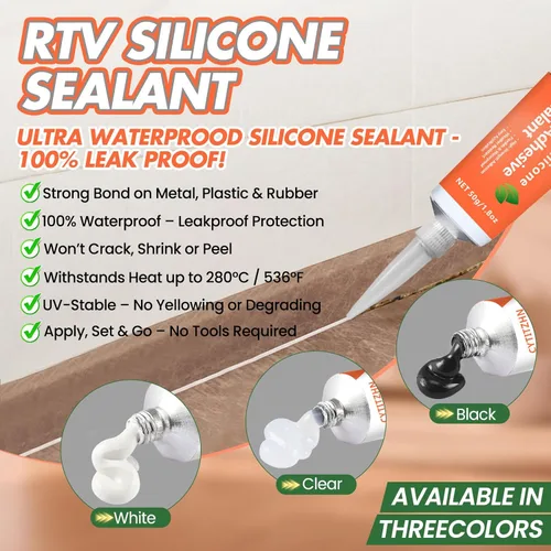 Miniatura 2 de RTV Adhesivo sellador de silicona, 100% impermeable, fuerte adherencia, resistente al encogimiento y a las grietas, calafateo multiusos para Blanco