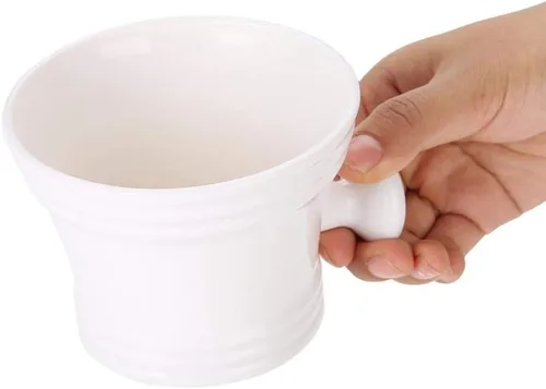 Miniatura 5 de Tazón de jabón de afeitar de plástico de 2 colores Tazón de jabón de afeitar de espuma Tazón de crema con mango pequeño Tazón de afeitar