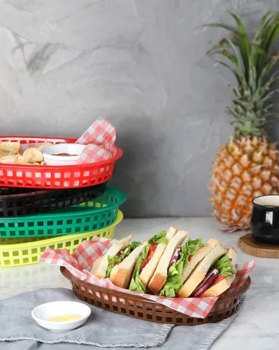 Miniatura 8 de New Star Foodservice 44065 - Cestas de comida rápida, 10.5 x 7 pulgadas, juego de 12, color rojo