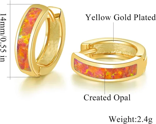 Miniatura 128 de CiNily Aretes Huggie de ópalo con bisagras, chapados en oro, hipoalergénicos, pequeños aretes de aro para mujeres, adolescentes, niñas, hombres