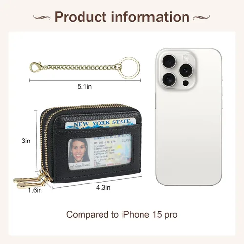 Miniatura 5 de imeetu - Tarjetero RFID, Estuche para Tarjetas de Negocios de Cuero Genuino, Cartera con Bloqueo RFID para Mujeres y Hombres