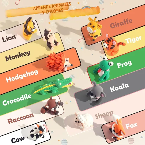Miniatura 5 de Kit de arcilla seca al aire – tema de animales, arcilla para modelar para niños, arcilla mágica modelo de bricolaje con herramientas de escultura