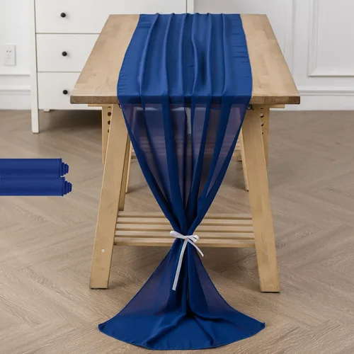 Miniatura 51 de Paquete de 2 caminos de mesa de gasa de 10 pies de 29 x 120 pulgadas, camino de mesa romántico transparente para boda, fiesta de cumpleaños