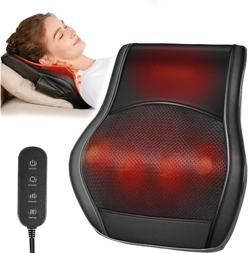 Miniatura 10 de Brelley Almohada Masajeadora Shiatsu para Cuello y Espalda con Calor, Masaje de Amasamiento de Tejido Profundo, Masajeadores Eléctricos con Cabeza