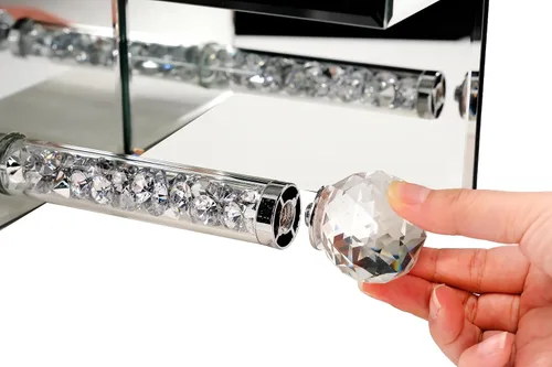 Miniatura 5 de TACIDON Soporte de papel higiénico de diamante Crystal Crush con estante espejado. Soporte moderno de papel higiénico de plata montado en la pared