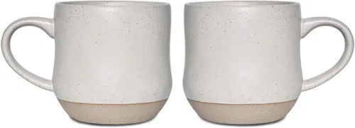 Miniatura 8 de Bosmarlin Taza grande de cerámica moteada para café, 17 onzas, apta para lavavajillas y microondas, 1 unidad (negro, 1)