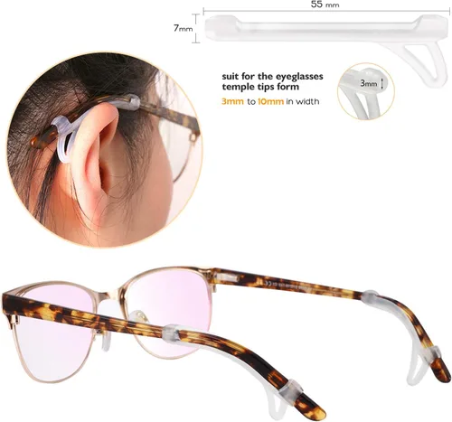 Miniatura 2 de SMARTTOP - Sujetadores de orejas para gafas con manga antideslizante, puntas de sienes de silicona, retenedor de manga - Manga con diseño de gancho
