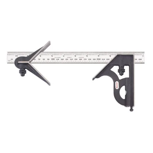 Miniatura 14 de Starrett Escuadra de combinación de acero con cabeza cuadrada - Longitud de hoja de 300 mm, cabezas de hierro fundido, pestillo reversible, punta