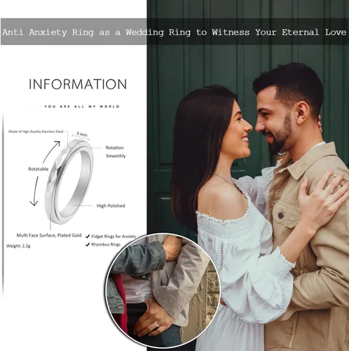 Miniatura 6 de Nanafast Anillos de ansiedad de acero de titanio de 0.118 pulgadas para mujeres y hombres, anillos multifacéticos para ansiedad, anillos giratorios