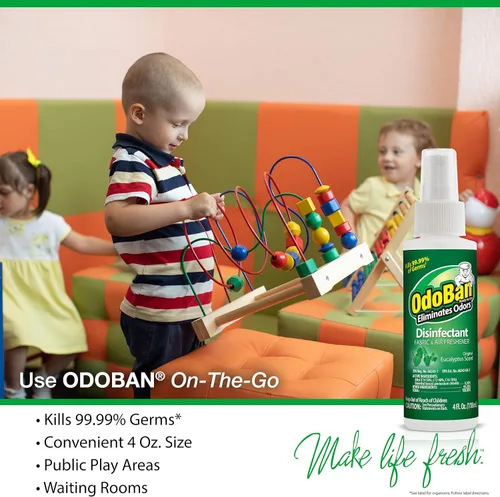 Miniatura 12 de OdoBan Desinfectante y eliminador de olores listo para usar, juego de 3, aerosol de viaje de 4 onzas, aerosol de 32 onzas, concentrado de 1 galón