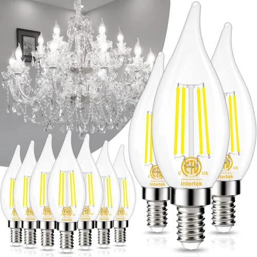Miniatura 10 de GOLSPARK E12 LED Bulb Dimmable 60 Watt Equivalent 10 Pack, 2700K Warm White Type B E12 Candelabra LED Light Bulbs, B11 Candle LED Chandelier Light