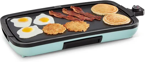 DASH Plancha Eléctrica Deluxe Everyday con Placa de Cocción Antiadherente Extraíble Apta para Lavavajillas para Panqueques, Hamburguesas, Huevos y