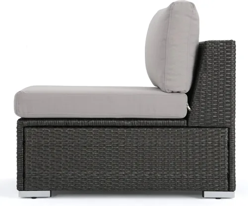 Miniatura 3 de Christopher Knight Home Santa Rosa - Asiento modular de mimbre sin brazos para exteriores con marco de aluminio y cojines resistentes al agua
