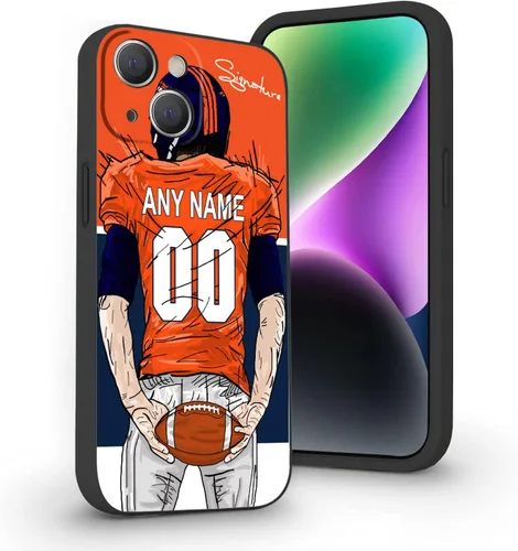 Funda de fútbol personalizada con nombre y número para iPhone17 Air 16 15 Pro Max 14 13 Mini 12 11 Xs Max Xr SE3 8 7 6 Plus, silicona líquida con