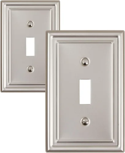 Miniatura 8 de Paquete de 2 placas decorativas de pared, placa de cubierta de toma de corriente eléctrica de níquel satinado para receptáculo, interruptor