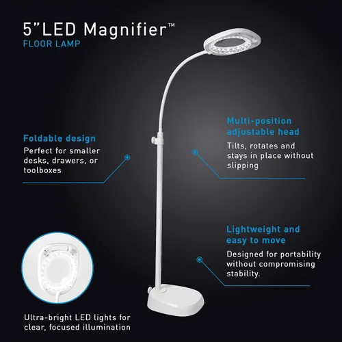Miniatura 6 de daylight Lámpara LED con lupa, lámpara de pie y mesa, lámpara de pie para sala de estar, dormitorio, salón, oficina, control táctil, brazo flexible