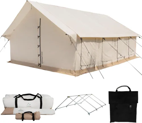 WHITEDUCK Alpha Pro - Tienda de campaña de lona impermeable para 4 estaciones, para acampar y cazar, con marco de aluminio resistente, ideal para