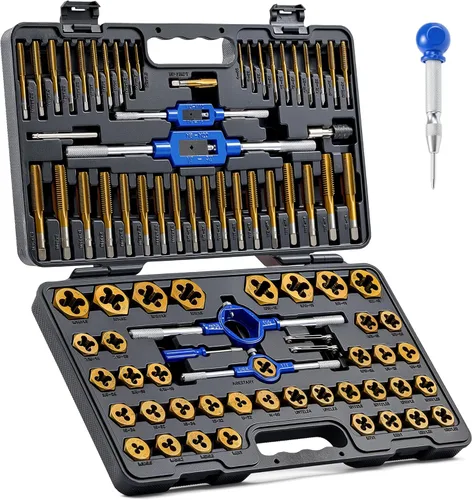 Miniatura 12 de Orion Motor Tech Juego de 60 piezas de tarrajas y machuelos de tamaños métricos y estándar incluidos Kit de tarrajas y machuelos métrico y SAE