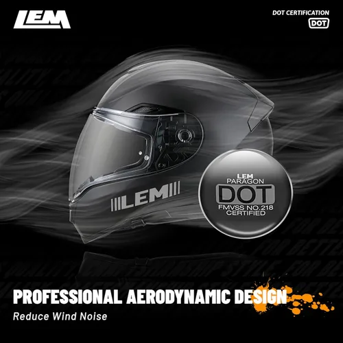 Miniatura 6 de LEM Cascos de motocicleta de cara completa, cascos para hombres, con certificado DOT, PINLOCK y DVS de doble visión, casco de motocicleta de calle