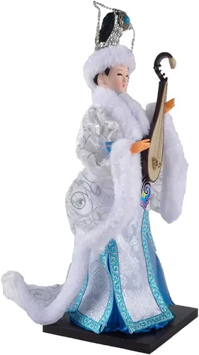 Miniatura 4 de Figura de seda de artesanía tradicional china de 12 pulgadas, adornos coleccionables de personajes antiguos chinos para decoración del hogar (blanco)