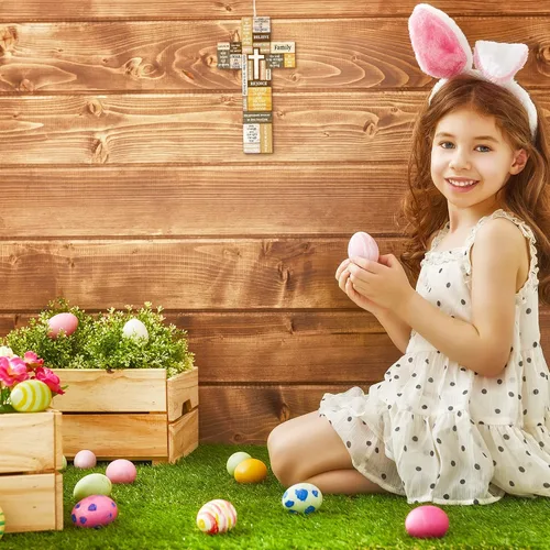 Miniatura 5 de Jetec Decoración de pared con cruz cristiana de madera, cruz de Pascua, fe religiosa, versículo bíblico, letrero de pared o mesa para Pascua, regalo