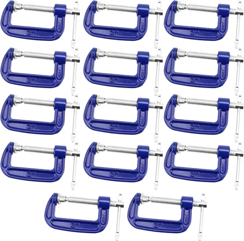 NINGWAAN - Paquete de 14 abrazaderas C pequeñas de 2 pulgadas, abrazaderas C de hierro fundido con barra en T deslizante, abrazaderas Mini G para