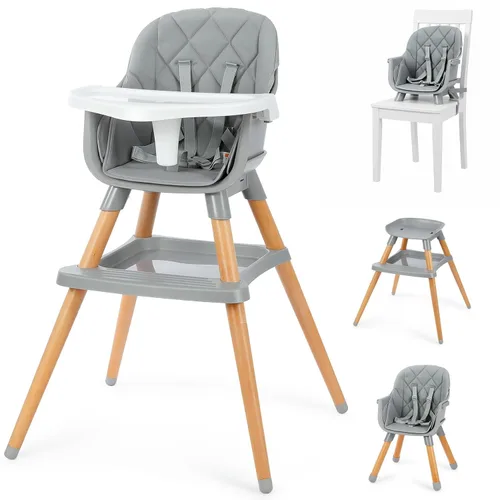 Ezebaby Sillas altas 6 en 1 para bebés y niños pequeños, silla alta convertible para bebé y silla de bebé, silla alta de madera con almacenamiento y