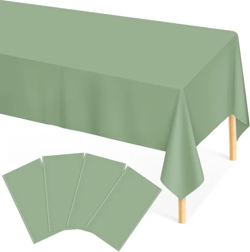 Miniatura 8 de Mulbozy Mantel de plástico color crema, desechables, paquete de 4, 54 x 108 pulgadas, manteles rectangulares de plástico beige para decoración