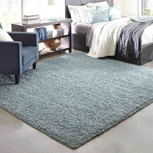 Miniatura 35 de Unique Loom Zuniga Solid Shag Collection alfombra moderna de felpa negra de área (7' 0 x 10' 0)