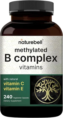 NatureBell Methylated B Complex Vitaminas – 240 cápsulas vegetarianas – Fórmula 12 en 1 de alta biodisponibilidad – para la salud inmunológica y