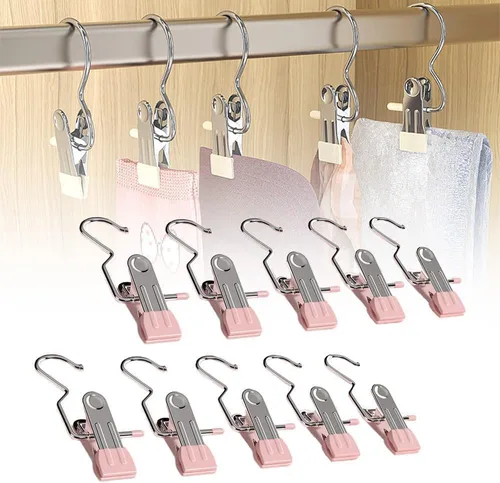 Miniatura 14 de Ganchos de Viaje Colgantes Ahorradores de Espacio para Pinzas de Ropa, Sombreros y Pantalones, Ganchos de Acero Inoxidable para Botas, Clips Negro