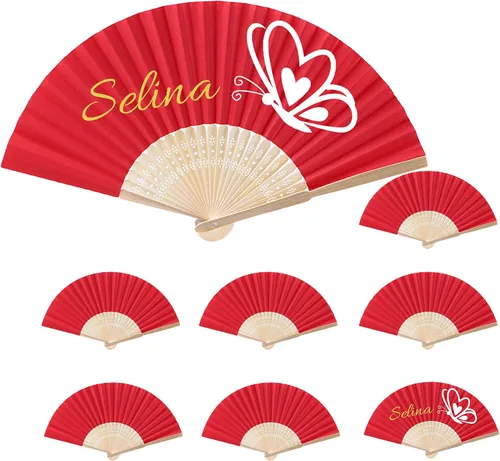 Ventilador de papel plegable personalizado, suministros personalizados para recuerdos de fiesta, a granel para bodas, bailes, cumpleaños, fanáticos