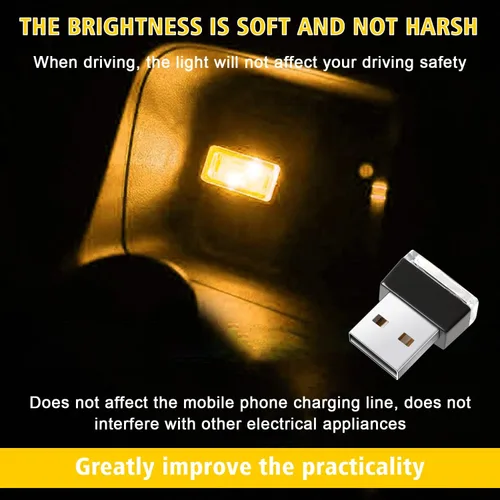 Miniatura 2 de Ouzorp 2 piezas mini USB LED luz, iluminación interior LED de coche DC 5V inteligente USB LED atmósfera luz portátil teclado luz hogar oficina