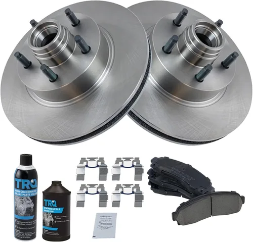 Miniatura 2 de TRQ Kit de pastillas de freno delantero y rotor, kit químico de freno, pastillas de freno de cerámica compatible con Ford Ranger 2003-2011 Mazda