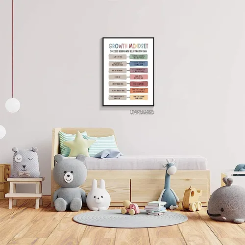 Miniatura 6 de Pósteres de mentalidad de crecimiento en el aula, citas positivas, lienzo, arte de pared, terapia de salud mental, oficina, decoración motivacional