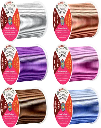 Miniatura 91 de Mandala Crafts - Alambre de aluminio anodizado de 8 calibre para hacer joyas - 9.75 m de alambre flexible negro colorido - Flexible para bonsái