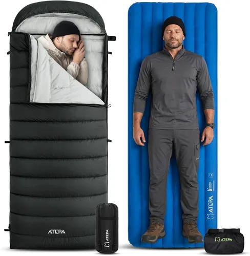 Miniatura 13 de ATEPA 3-in-1 Hybrid Down Sleeping Bag, Lightweight 3 Season Backpacking Sleeping Bag with Pad Attachment System & Compression Sack for Spring Summer