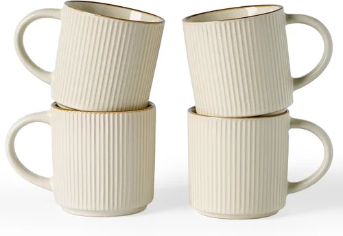 Miniatura 15 de Juego de tazas de café Famiware para 6, tazas de 12 oz con asa para café, té, cacao, leche, juego de tazas de catering con estrella - juego