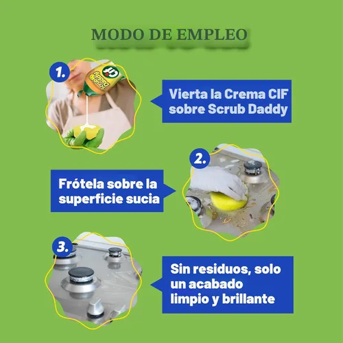 Miniatura 6 de Scrub Daddy Scrub Mommy, Daddy Caddy + Cif Limpiador Multiusos - Estropajo de dos caras sin arañazos para cocina y baño + crema de limpieza