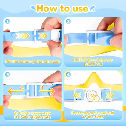 Miniatura 3 de Supertrip Gafas de natación para niños, paquete de 2 gafas de natación con protección UV antivaho para niños de 6 a 14 años Rosa azul+azul cielo