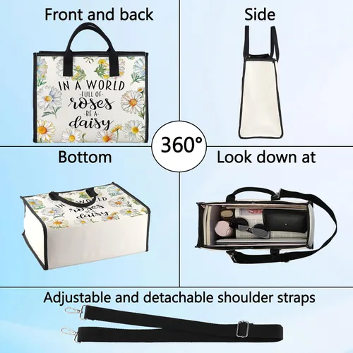 Miniatura 4 de LEVLO Bolsa de cosméticos de flores de margaritas, regalo para amantes de las margaritas, regalo en un mundo lleno de rosas, bolsa de maquillaje